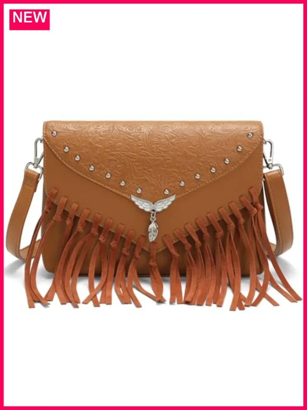Small Faux Leather Fringe Crossbody Purse with Adjustable Strap